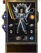 沃玛系列装备，金色金属质感，复古风格，黑色背景