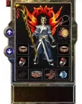 祖玛系列装备，橙色金属质感，复古风格，黑色背景