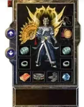 赤月系列装备，红色金属质感，复古风格，黑色背景